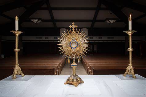 Eucharistic adoration in Catholic church