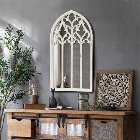 Cathedral mirror styles black metal wood white