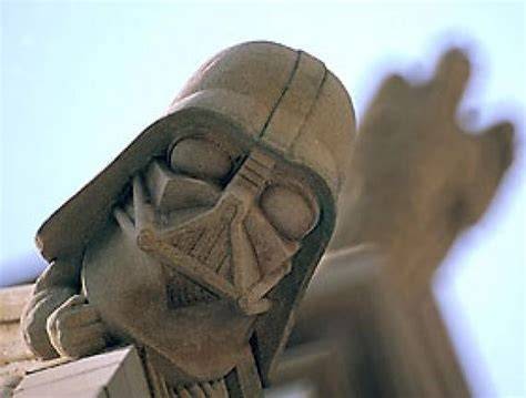 Binocular view of Darth Vader grotesque