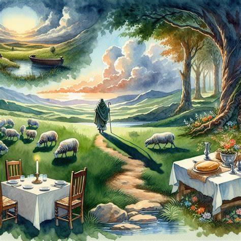 Psalm 23 shepherd valley table infographic