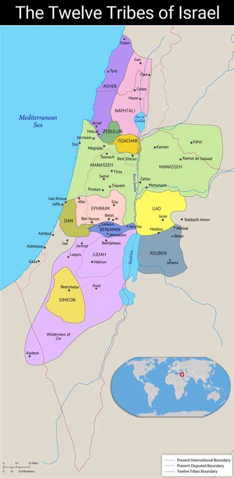 Map of the twelve tribes of Israel