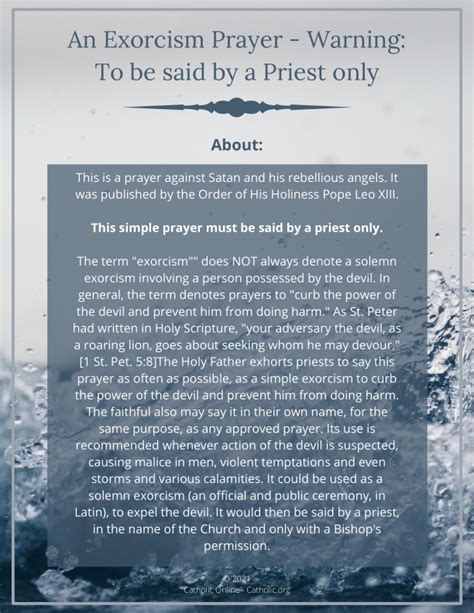 Modern Catholic exorcism ritual procedure