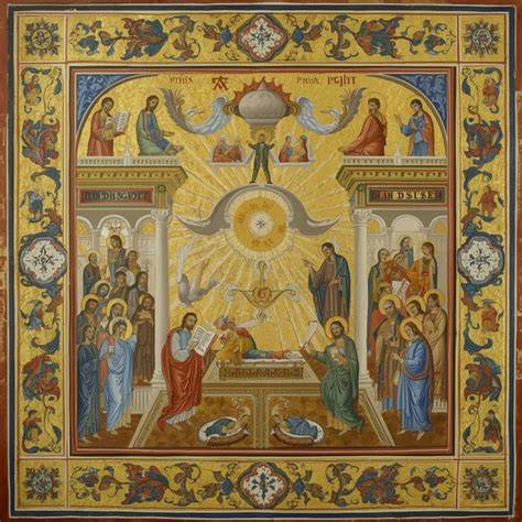 Heavenly Liturgy icon with angels