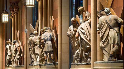 Restored Albany cathedral interior painted ornament