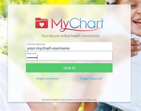 MyChart patient portal security login screen