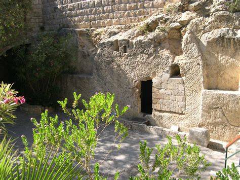 Empty tomb in Jerusalem archaeological illustration