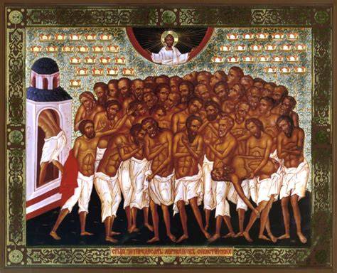 Forty martyrs standing on frozen lake