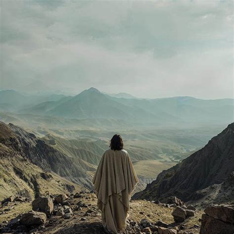 Jesus tempted in wilderness biblical scene