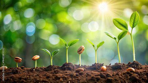 Seeds growing into contrasting harvests